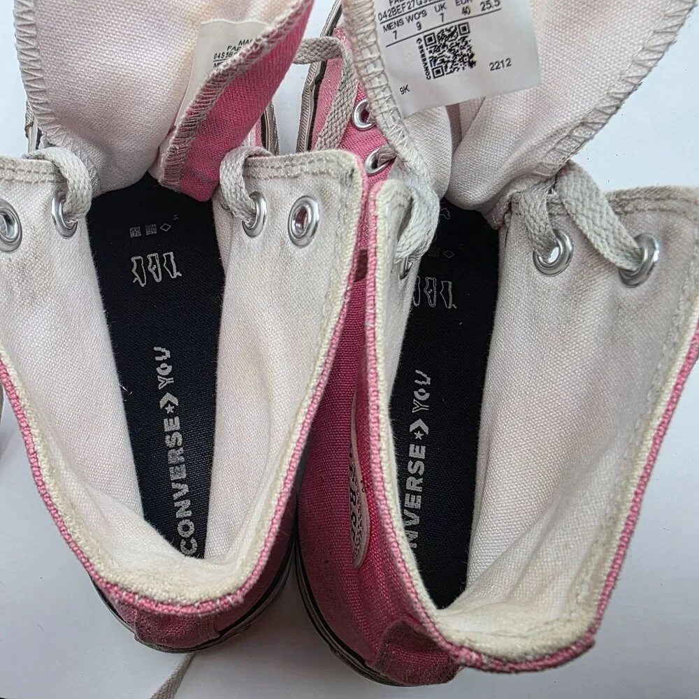 Converse All Star Womens Size 9 Pink High Top Sneakers Casual Shoes Bright - Picture 7 of 13